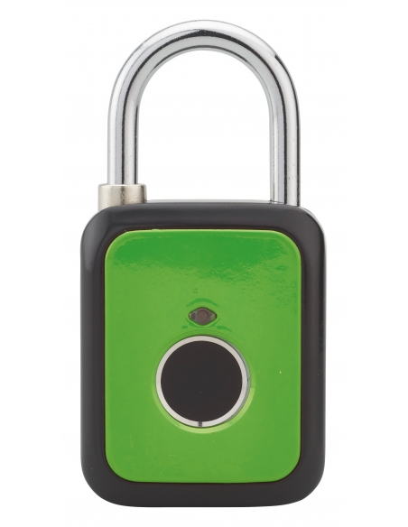Lucchetto biometrico a impronta digitale, da esterno, arco in acciaio, 45mm, verde - THIRARD