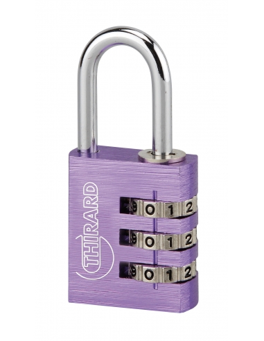 Lucchetto a combinazione Tipo 1 Onyx, Alluminio, 30 mm, arco in acciaio, 3 cifre – THIRARD