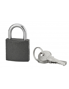 Lucchetto ACERA grigio con chiave, base 30 mm, arco in acciaio temprato, 3 chiavi – SERRUPRIX