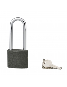 Lucchetto ACERA grigio 40 mm con arco alto 61 mm in acciaio temprato, 3 chiavi – SERRUPRIX