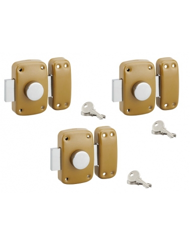 Set di 3 serrature a pomolo 9014, cilindro Ø 23 x 40 mm, con chiave uguale, 3 chiavi per serratura – SERRUPRIX