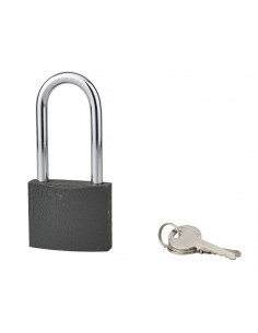 Lucchetto ACERA grigio 60 mm con arco alto 79 mm in acciaio temprato, 3 chiavi – SERRUPRIX