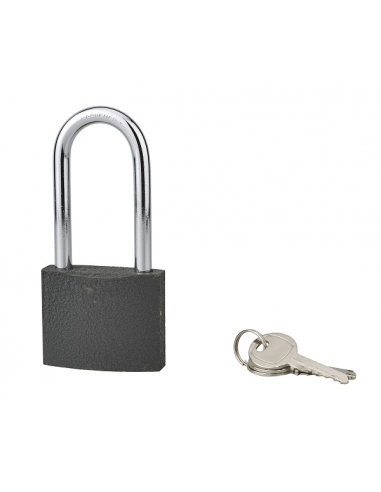 Lucchetto ACERA grigio 60 mm con arco alto 79 mm in acciaio temprato, 3 chiavi – SERRUPRIX