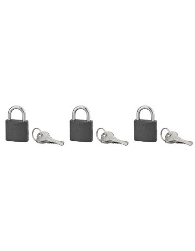 Set di 3 lucchetti ACERA grigi 30 mm, 9 chiavi – SERRUPRIX