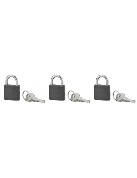 Set di 3 lucchetti ACERA grigi 30 mm, 9 chiavi – SERRUPRIX