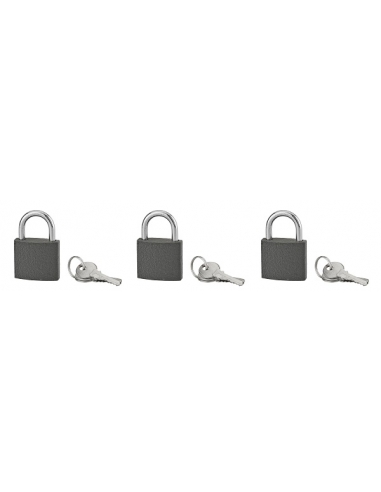 Set di 3 lucchetti ACERA grigi 40 mm, 9 chiavi – SERRUPRIX