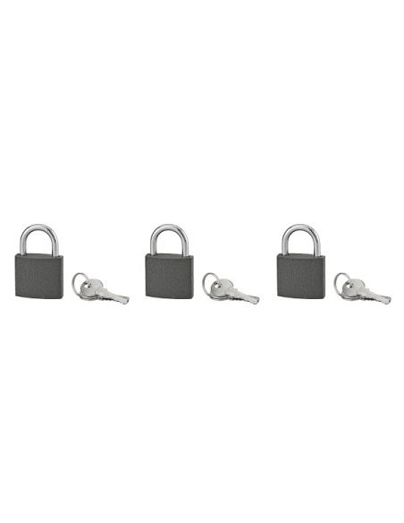 Set di 3 lucchetti ACERA grigi 40 mm, 9 chiavi – SERRUPRIX
