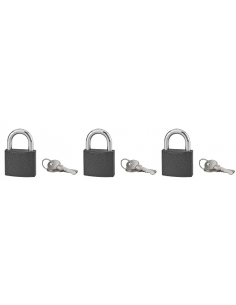 Set di 3 lucchetti ACERA grigi 50 mm, 9 chiavi – SERRUPRIX