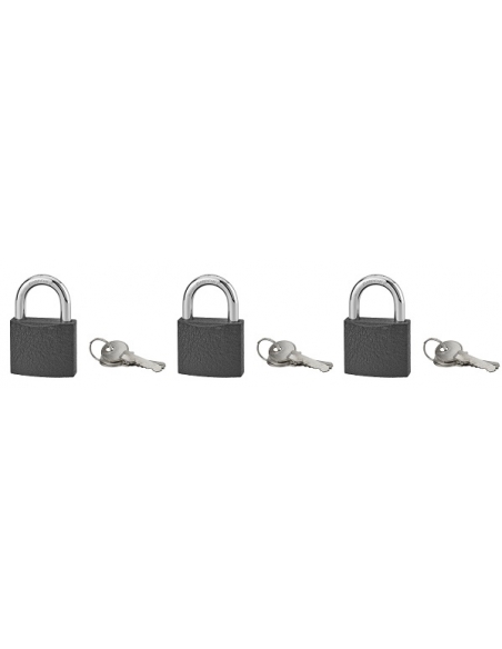 Set di 3 lucchetti ACERA grigi 50 mm, 9 chiavi – SERRUPRIX