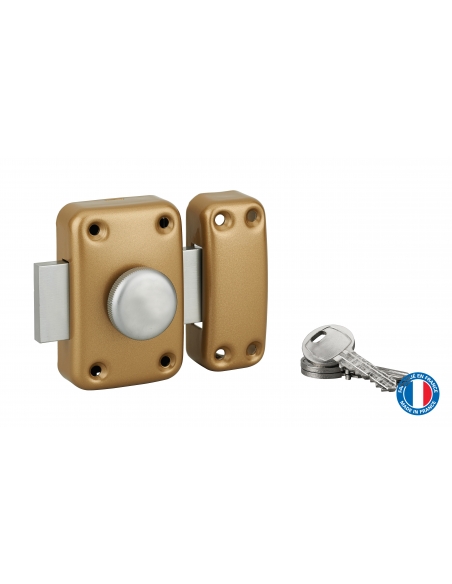 Vista aggiuntiva 3 di Serratura a cilindro Ø 23 x 45 mm oro + cilindro doppia entrata 30 x 30 mm, bronzo, 6 chiavi – Serrurerie