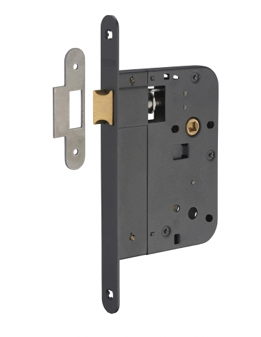 Serratura da incasso con scrocco, asse 80 mm, frontale nero – THIRARD