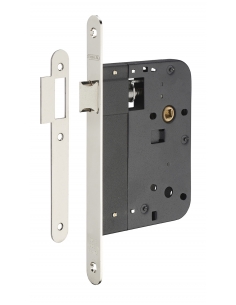 Serratura da incasso con scrocco, asse 80 mm, frontale nichelato – THIRARD