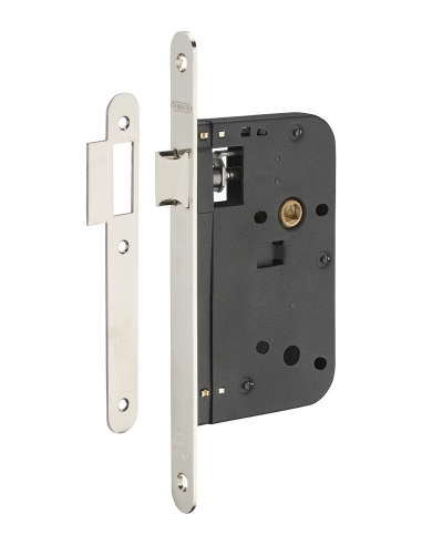 Serratura da incasso con scrocco, asse 60 mm, frontale nichelato – THIRARD