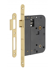 Serratura da incasso per WC, asse 80 mm, frontale in ottone lucido verniciato – THIRARD