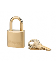 Lucchetto a chiave deluxe, ottone, interno, arco in ottone, 20 mm, oro, 2 chiavi – THIRARD