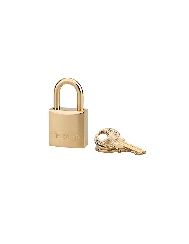 Lucchetto a chiave deluxe, ottone, interno, arco in ottone, 20 mm, oro, 2 chiavi – THIRARD