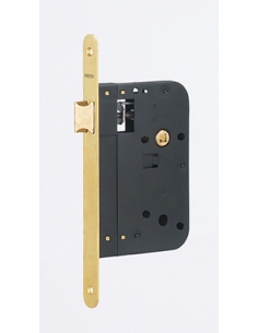 Serratura da incasso con scrocco, asse 70 mm, frontale in ottone satinato – THIRARD