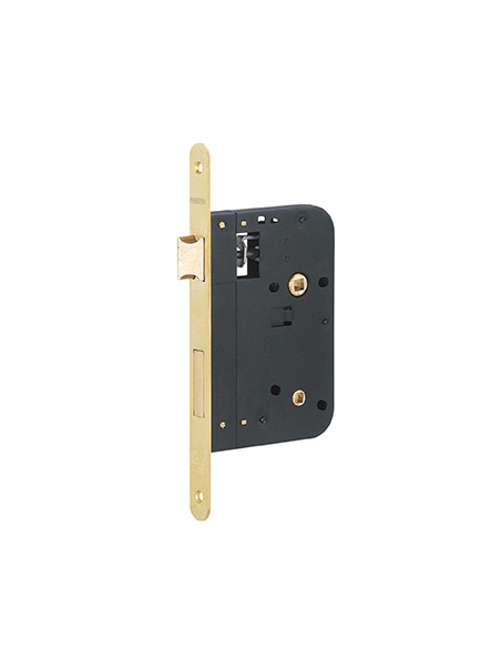 Serratura da incasso per WC, asse 70 mm, frontale in ottone satinato – THIRARD