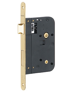 Serratura da incasso per WC, asse 70 mm, frontale in ottone lucido verniciato – THIRARD