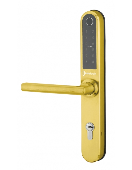 Maniglia Elettronica per Hotel, Smart Lock Multi - Interasse 85mm Finitura oro - INTELOCK