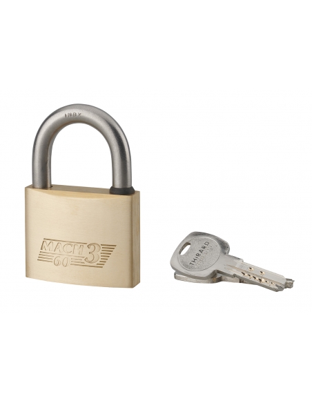 Vista aggiuntiva 1 di Lucchetto Transit 2 60 mm con arco in acciaio inox, 2 chiavi – THIRARD