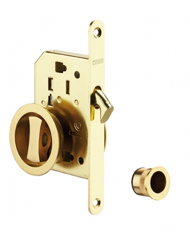 Serratura da incasso per porta scorrevole con nottolino, finitura ottone – THIRARD