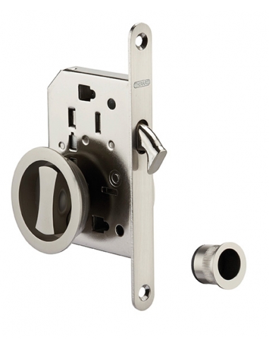 Serratura da incasso per porta scorrevole con nottolino, asse 50 mm, nichelata – THIRARD