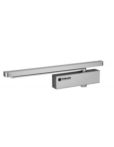 Chiudiporta spingiporta automatico idraulico, portata 60kg, Design Forza 3, argento, antivandalismo, certificazione antincendio