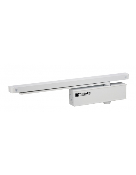 Chiudiporta spingiporta automatico idraulico, portata 60kg, Design Forza 3, bianco, antivandalismo, certificazione antincendio