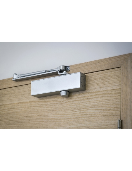Vista aggiuntiva 1 di Chiudiporta spingiporta automatico idraulico, portata 60kg, Forza 3, argento, reversibile braccio