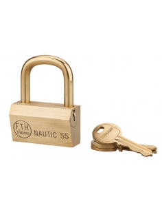 Lucchetto Ottone Nautic 55 mm 3 Chiavi, anticorrosione, waterproof, uso esterno arco in ottone - THIRARD