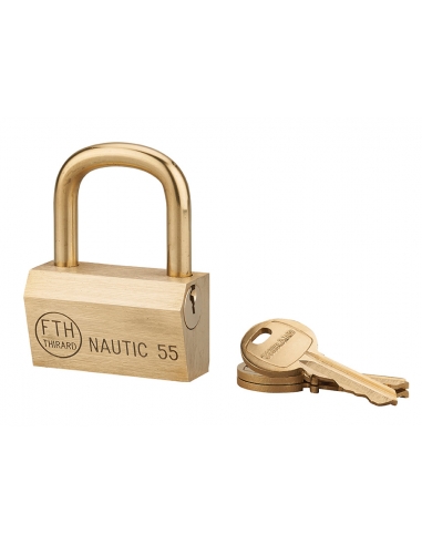 Lucchetto Ottone Nautic 55 mm 3 Chiavi, anticorrosione, waterproof, uso esterno arco in ottone - THIRARD