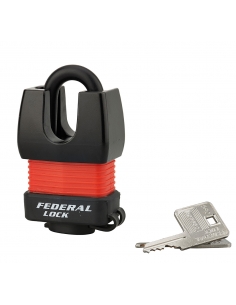 Lucchetto Federal Lock Docker, da esterno, acciaio cementato 45mm, altissima sicurezza, guardia alta, 2 chiavi - THIRARD