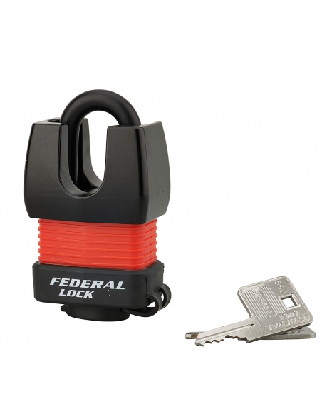 Lucchetto Federal Lock Docker, da esterno, acciaio cementato 45mm, altissima sicurezza, guardia alta, 2 chiavi - THIRARD