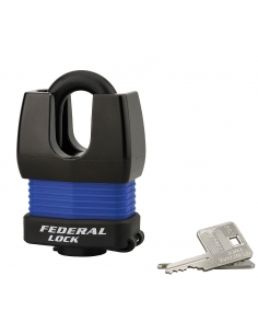 Lucchetto Federal Lock Docker, da esterno, acciaio cementato 55mm, altissima sicurezza, guardia alta, 2 chiavi - THIRARD