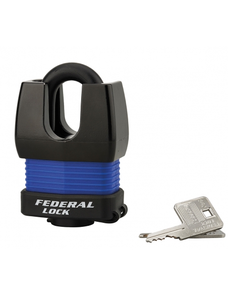 Lucchetto Federal Lock Docker, da esterno, acciaio cementato 55mm, altissima sicurezza, guardia alta, 2 chiavi - THIRARD