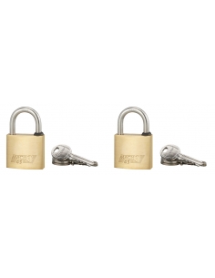 Set di 2 lucchetti MACH 3, arco inox, ottone, per esterno, anticorrosione, 6 chiavi – THIRARD