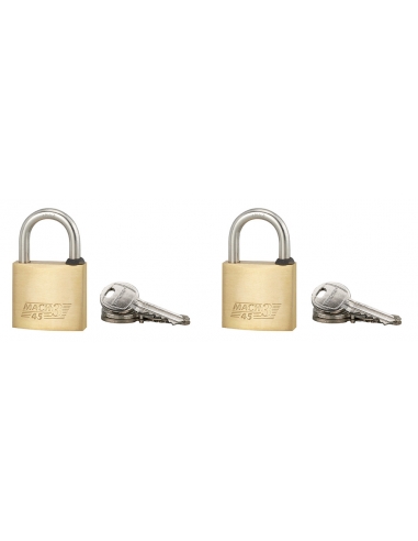 Set di 2 lucchetti MACH 3, arco inox, ottone, per esterno, anticorrosione, 6 chiavi – THIRARD