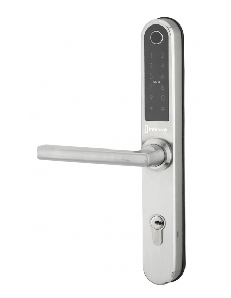 Coppia di maniglie smart INTELOCK Multi per porta d’ingresso, interasse 72 mm, argentata