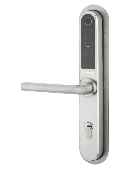 Coppia di maniglie smart INTELOCK Multi per porta d’ingresso, interasse 72 mm, argentata