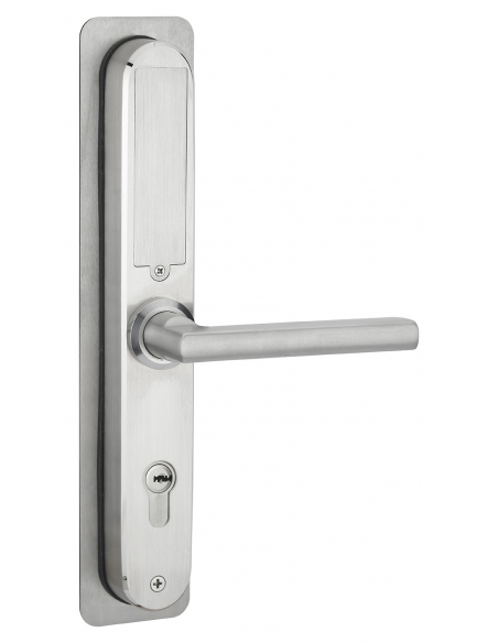 Coppia di maniglie smart INTELOCK Multi per porta d’ingresso, interasse 72 mm, argentata