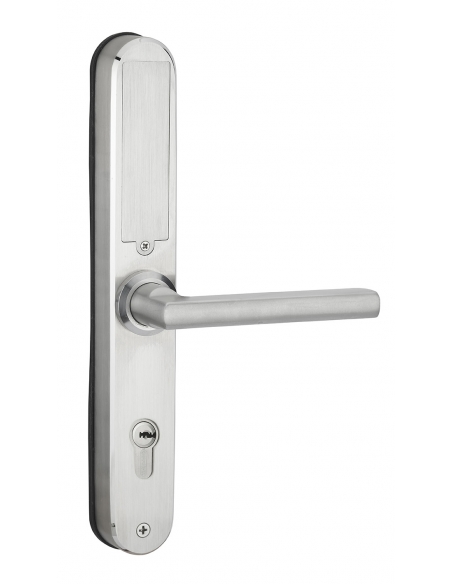Coppia di maniglie smart INTELOCK Multi per porta d’ingresso, interasse 72 mm, argentata
