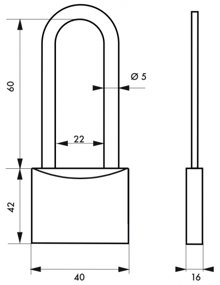 Lucchetto 40 mm con arco alto in acciaio inox Ø 5 mm – THIRARD