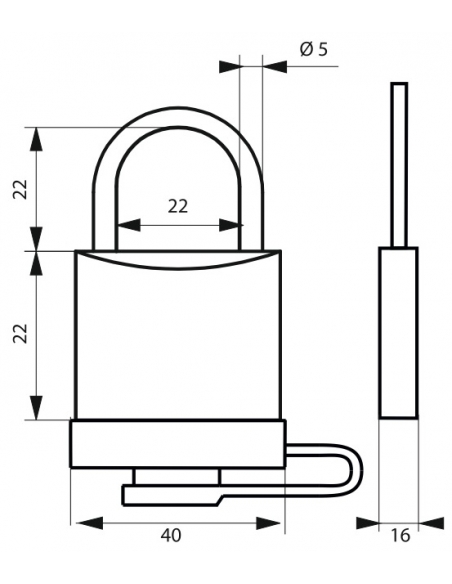 Lucchetto 40 mm con rivestimento protettivo e arco in acciaio inox Ø 5 mm – THIRARD