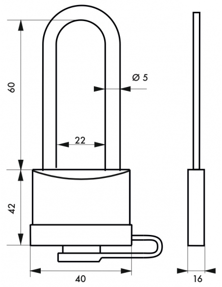 Lucchetto 40 mm con rivestimento protettivo e arco alto – THIRARD