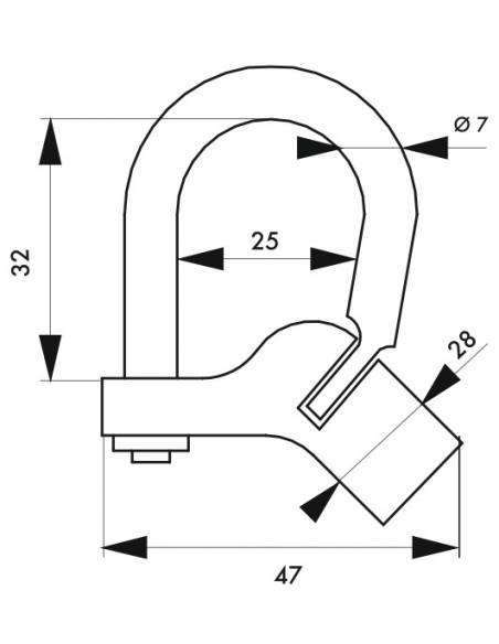 Lucchetto 129C chiave mezzaluna base angolare, arco acciaio, da esterno - contatori, quadri elettrici, VVF, pompieri, manuten...