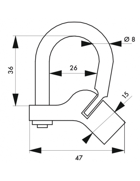 Vista aggiuntiva 2 di Lucchetto 29 C con tallone piegato, arco in ottone, chiave triangolare 5 mm – THIRARD