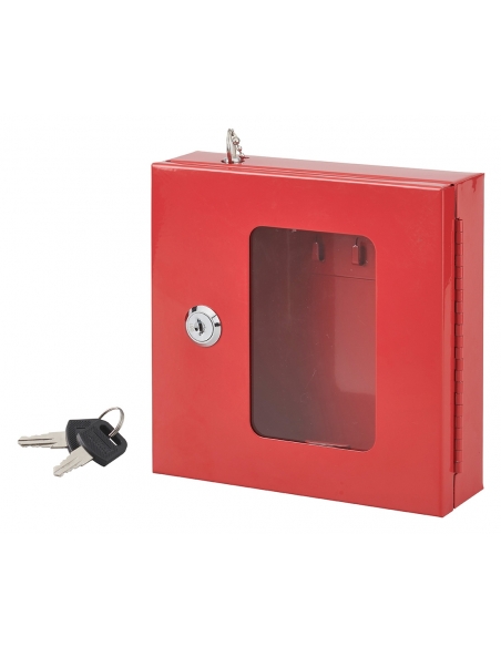 Cassetta per chiavi rossa con vetro e martelletto d'emergenza 170X175X55mm - 2 Chiavi, Lockout Tagout LOTO - THIRARD