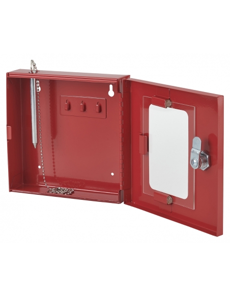 Cassetta per chiavi rossa con vetro e martelletto d'emergenza 170X175X55mm - 2 Chiavi, Lockout Tagout LOTO - THIRARD