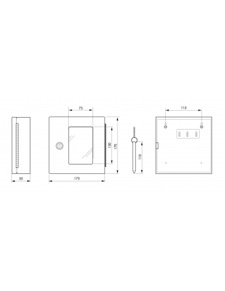 Cassetta per chiavi rossa con vetro e martelletto d'emergenza 170X175X55mm - 2 Chiavi, Lockout Tagout LOTO - THIRARD